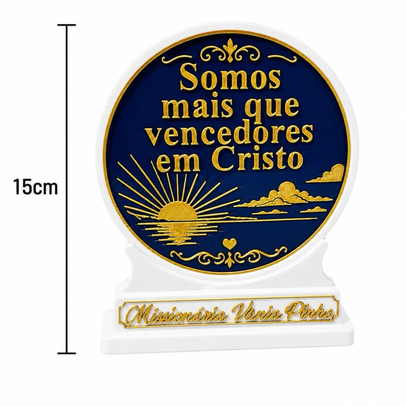 placa religiosa somos mais que vencedores em Cristo personalizamos seu nome