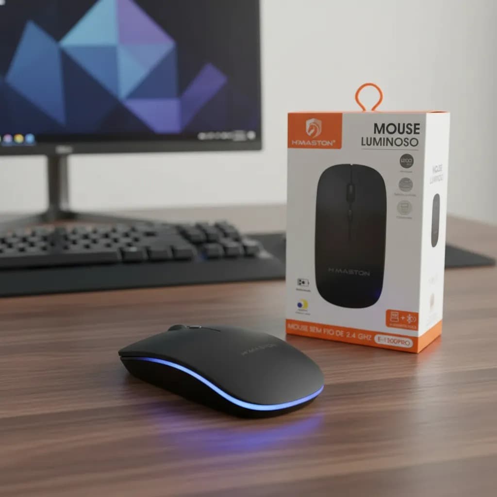 Mouse Óptico Sem Fio Recarregável Com Luz Led Envio Imediato