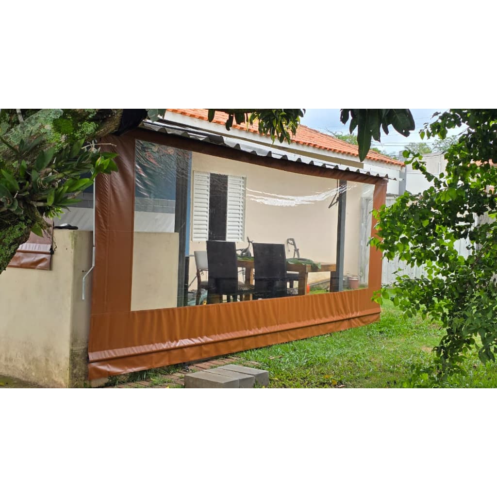 Kit Lona + peças para Toldo Cortina com Visor 3 x 2,50 *sem Tubos* Área Externa Impermeável