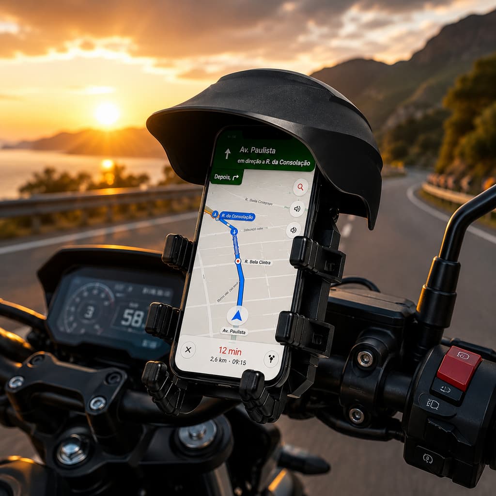Suporte Para Celular De Bicicleta E Moto Com Protetor Solar