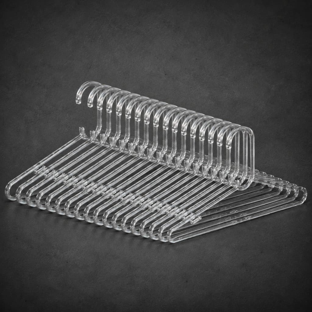 Kit 20 Cabides Acrílicos Transparentes Resistentes Organização Profissional para Closet e Armário
