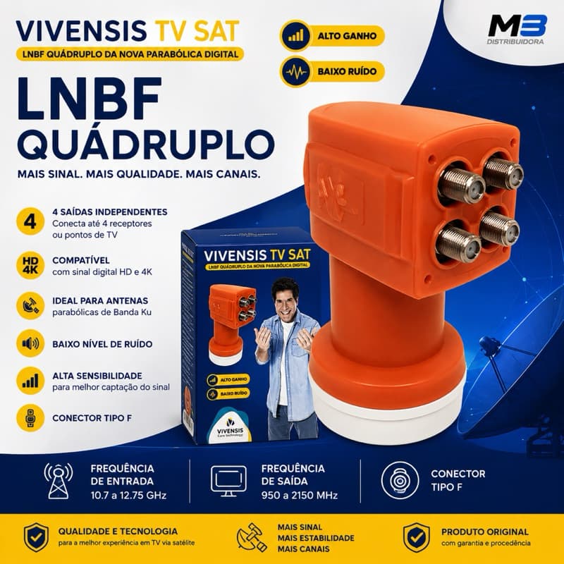 Lnb Quadruplo Universal Banda Ku 4 saídas Satélite Receptor Lnbf