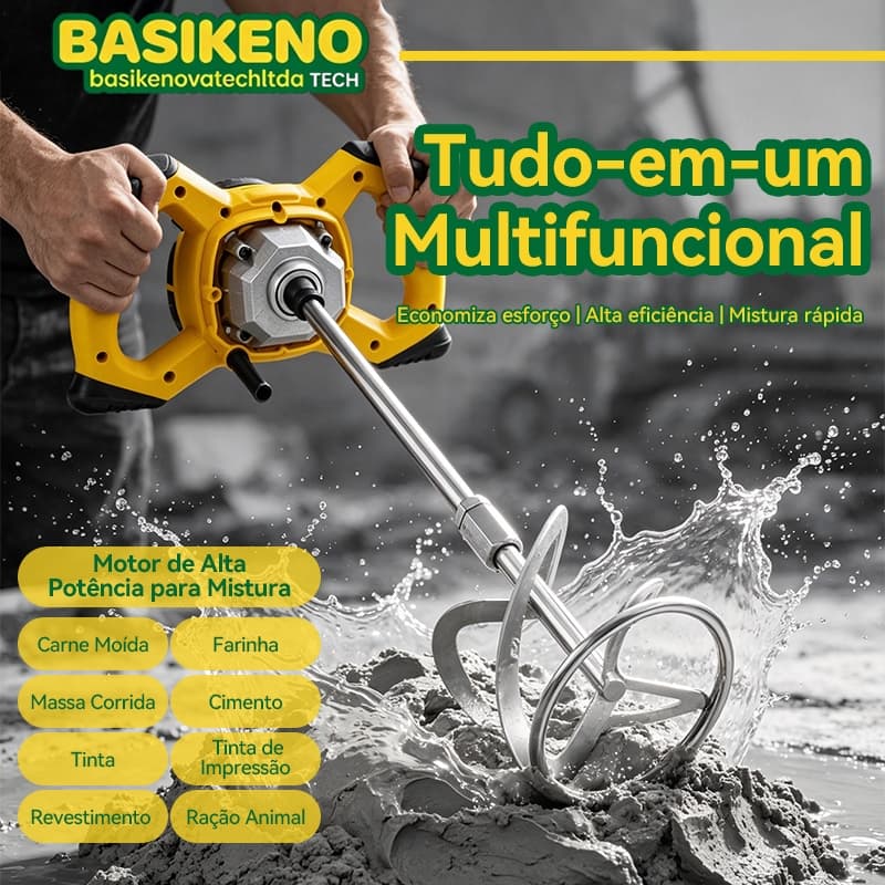 Misturador Elétrico de Argamassa e Tinta Massa Corrida Gesso Rejunte 1200W 127V 220V Profissional 1000rpm 6 Velocidades