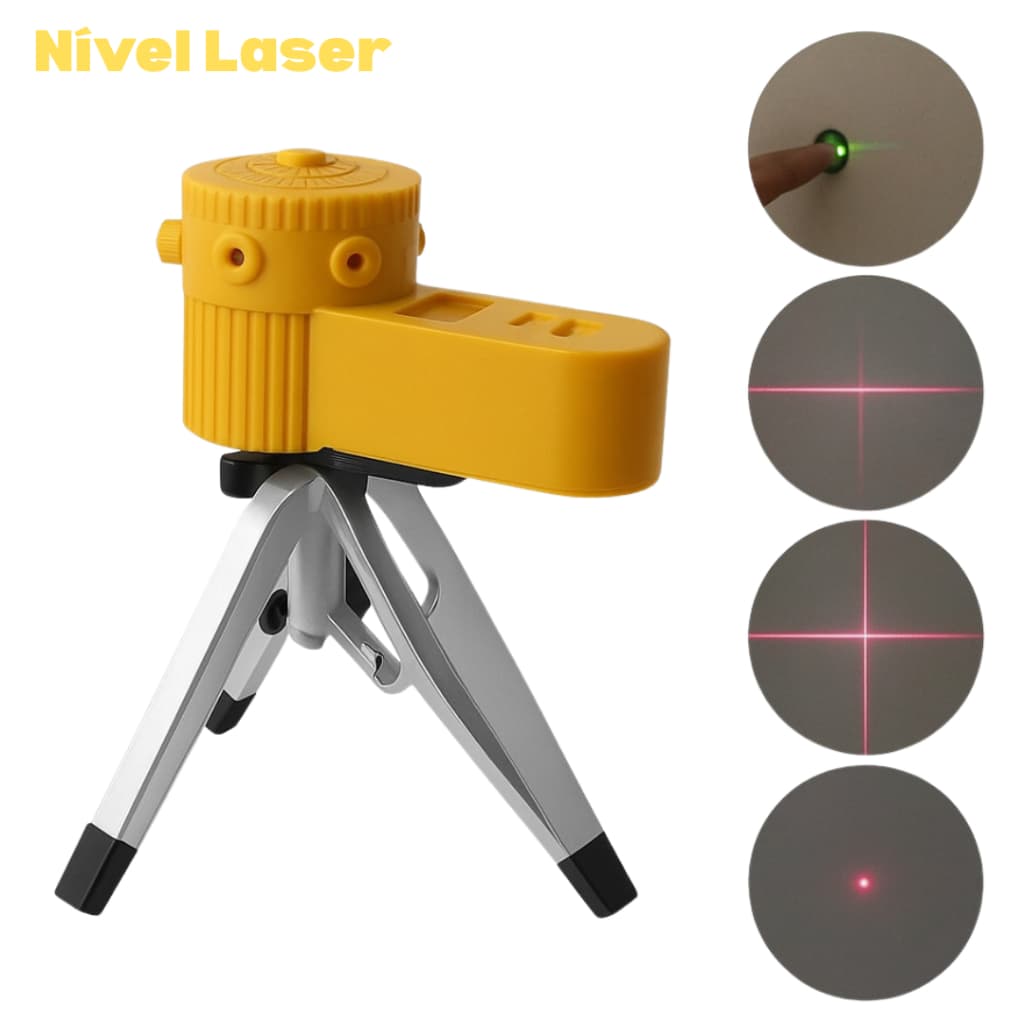 Nível Laser Tripé Ajustável Luatek 5 Linhas Vermelho Alcance 10m para Assentamento de Azulejo