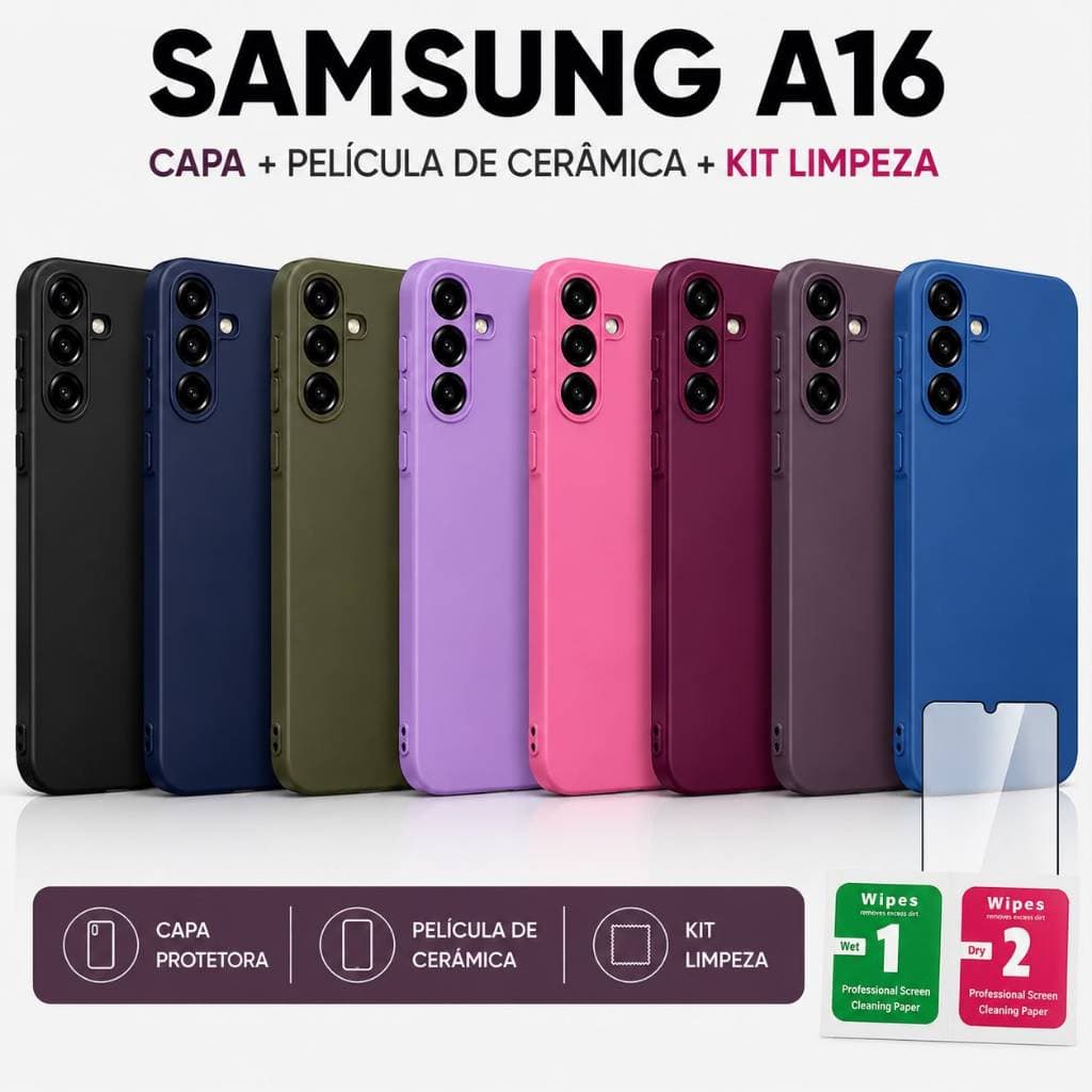 Samsung Galaxy A16 | Kit Capinha Premium + Película Cerâmica 9D