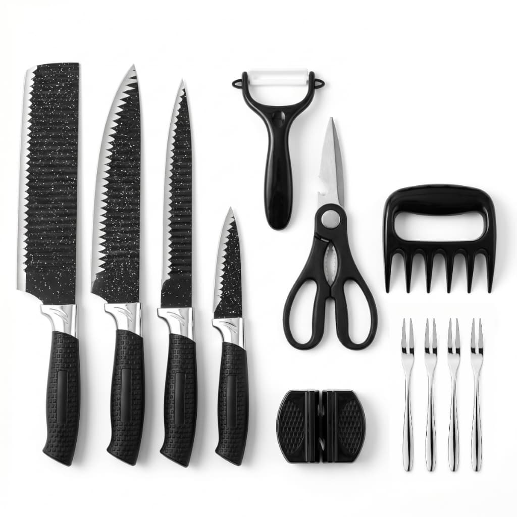 Conjunto de facas profissionais para churrasco 12 peças - Aço inoxidável premium