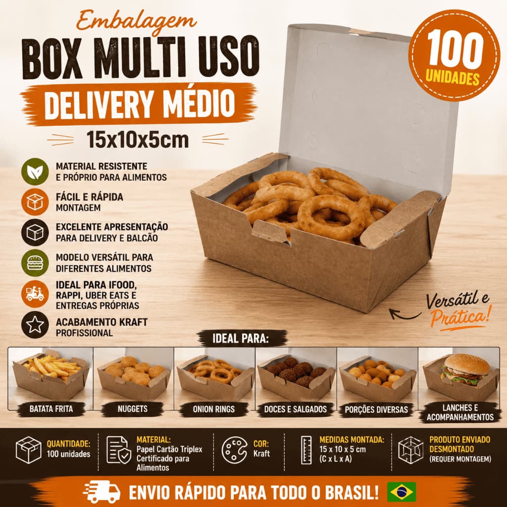 Embalagem Box Multi Uso Delivery Médio (15x10x5cm)