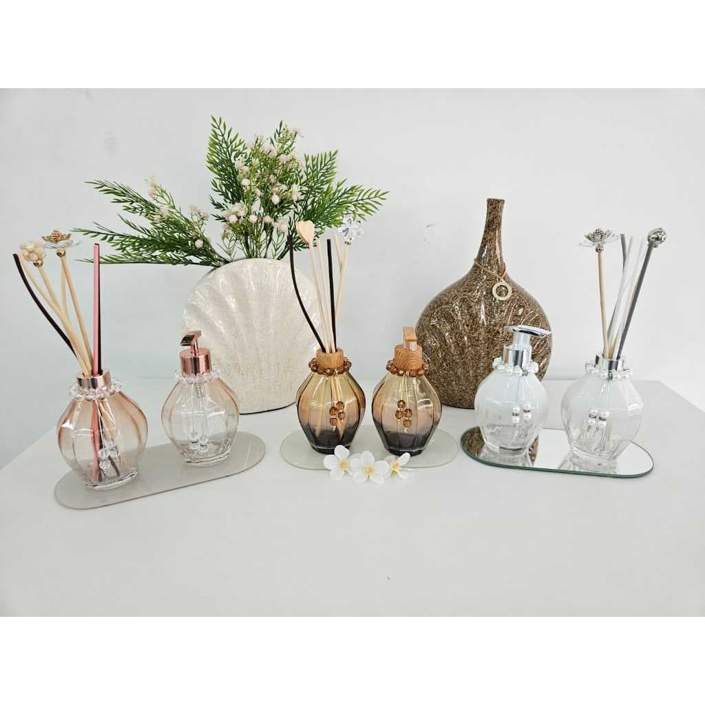 Kit Frasco Diamante 300ml Premium Aromatizador Saboneteira c/ Pingente Luxo Grátis Varetas Sala Decoração Casa Elegante