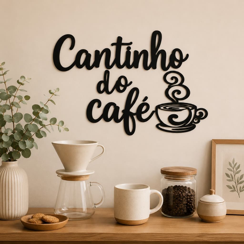 Enfeite De Parede Cantinho Do Café MDF Placa Decorativa Cozinha Sem Furar Parede Pronta Entrega