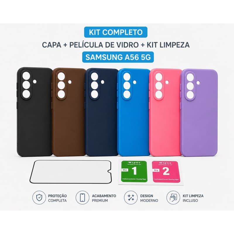 Samsung Galaxy A56 5G | Kit Capinha Premium + Película Cerâmica 9D
