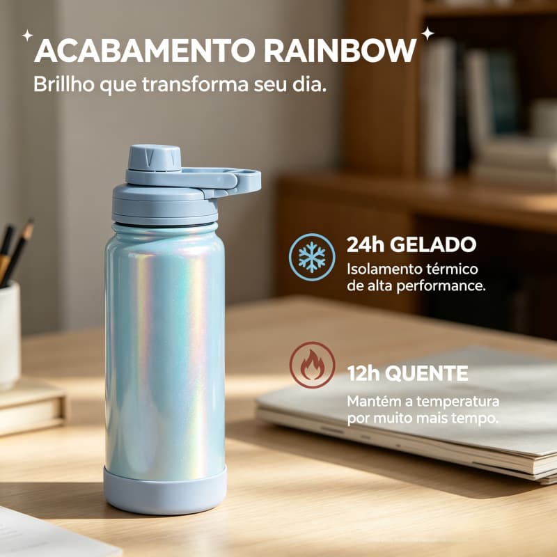 Garrafa Térmica Portátil com Alça Transportável Isolamento à Vácuo Sem Vazamento Para Trabalho Escola Café Água