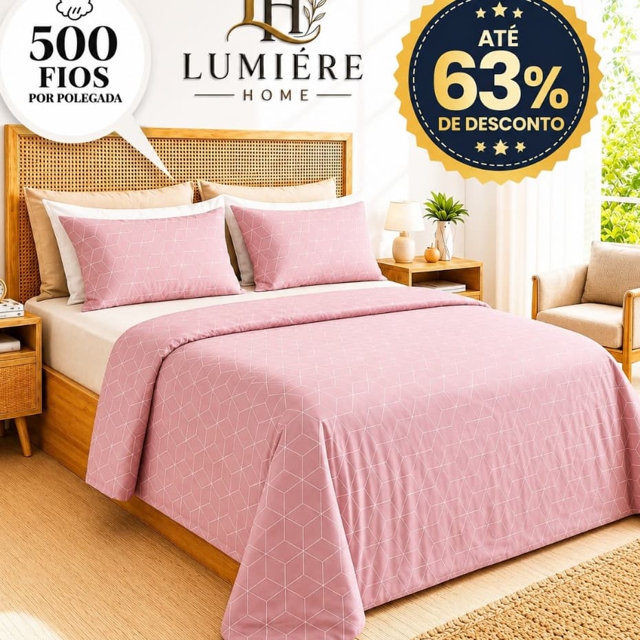 Kit Lençol 3 peças 500 Fios Casal Queen King Conforto Premium