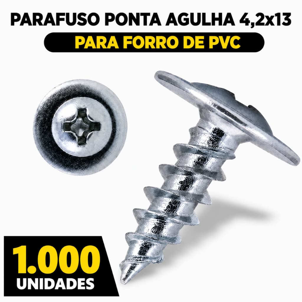 Parafuso Flangeado 4,2x13 Ponta Agulha Para Forro PVC ou Drywall 100/500/1000 Pçs