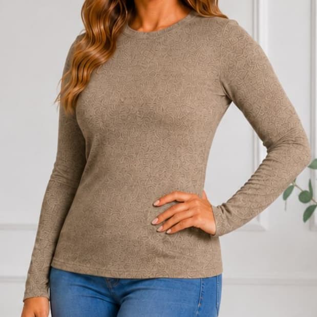 Blusa Feminina Malha Lanzinha Premium Manga Longa Inverno Gola Redonda