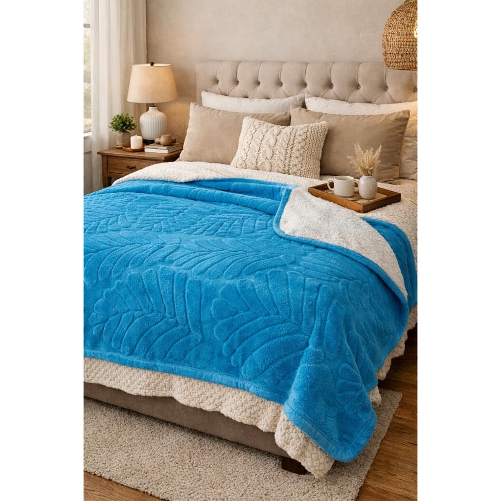 Cobertor Manta Casal 2,10 X 1,90 Cm Jacquard, Sherpa e Viés