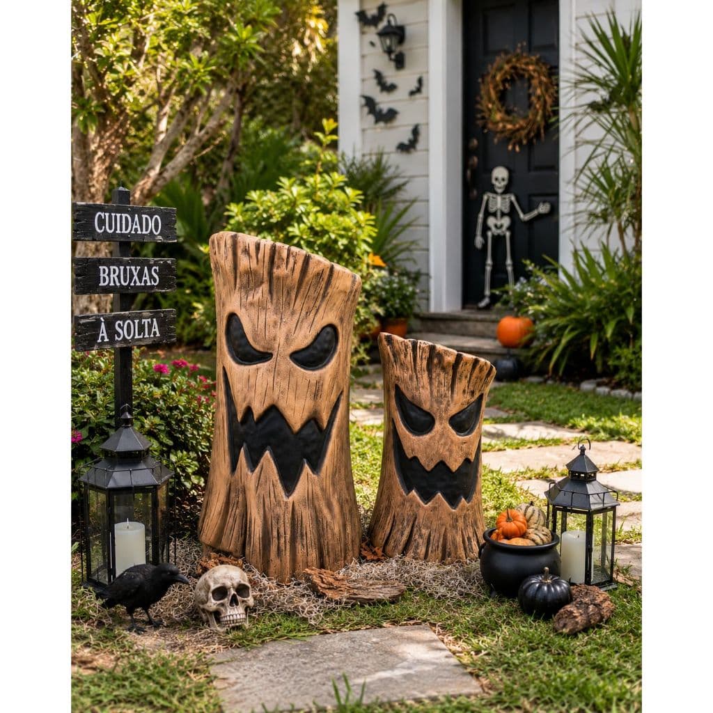 Toco De Arvore Assustador Enfeite Para Decoração Halloween Terror