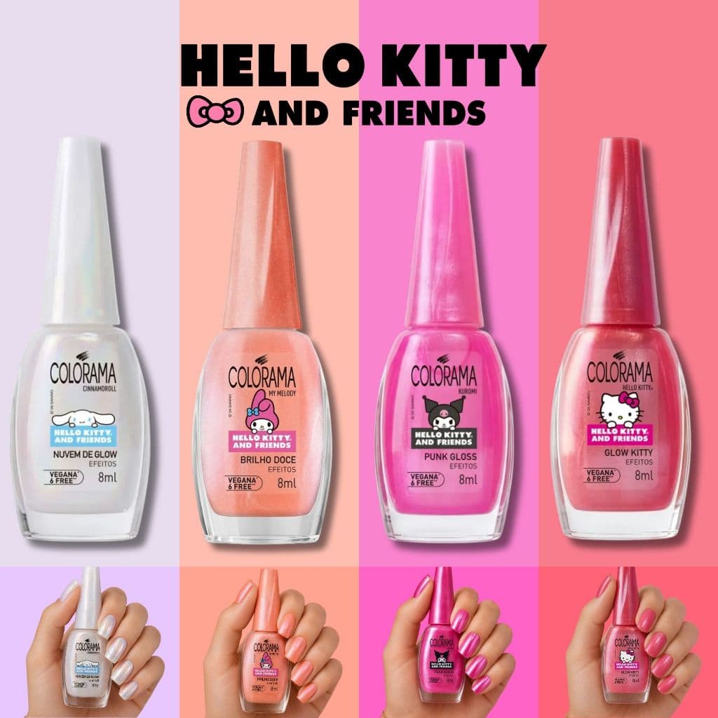 Esmaltes Colorama Hello Kitty And Friends Novas Cores Efeito Pó Cromado Esmalte Atacado