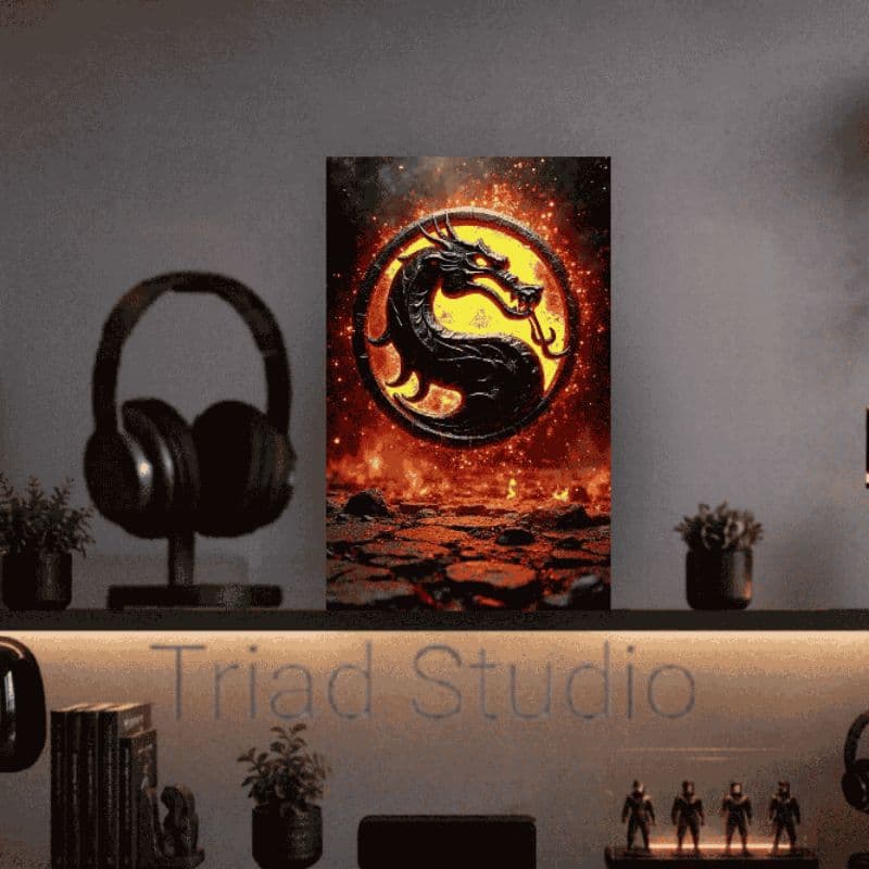 Quadro Decorativo Mortal Kombat MDF 15x21cm Placa Decorativa Geek Gamer Arte de Parede Premium
