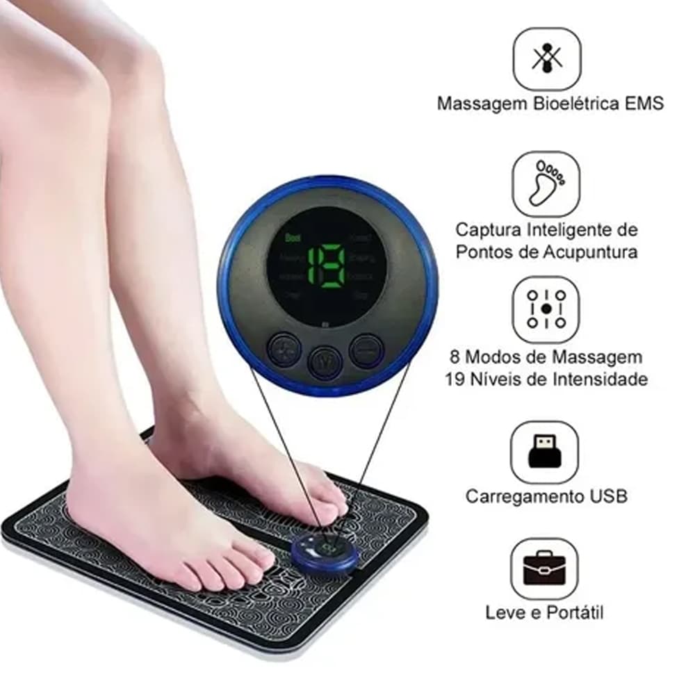 Tapete Massageador Elétrico Portátil Relaxante Pés