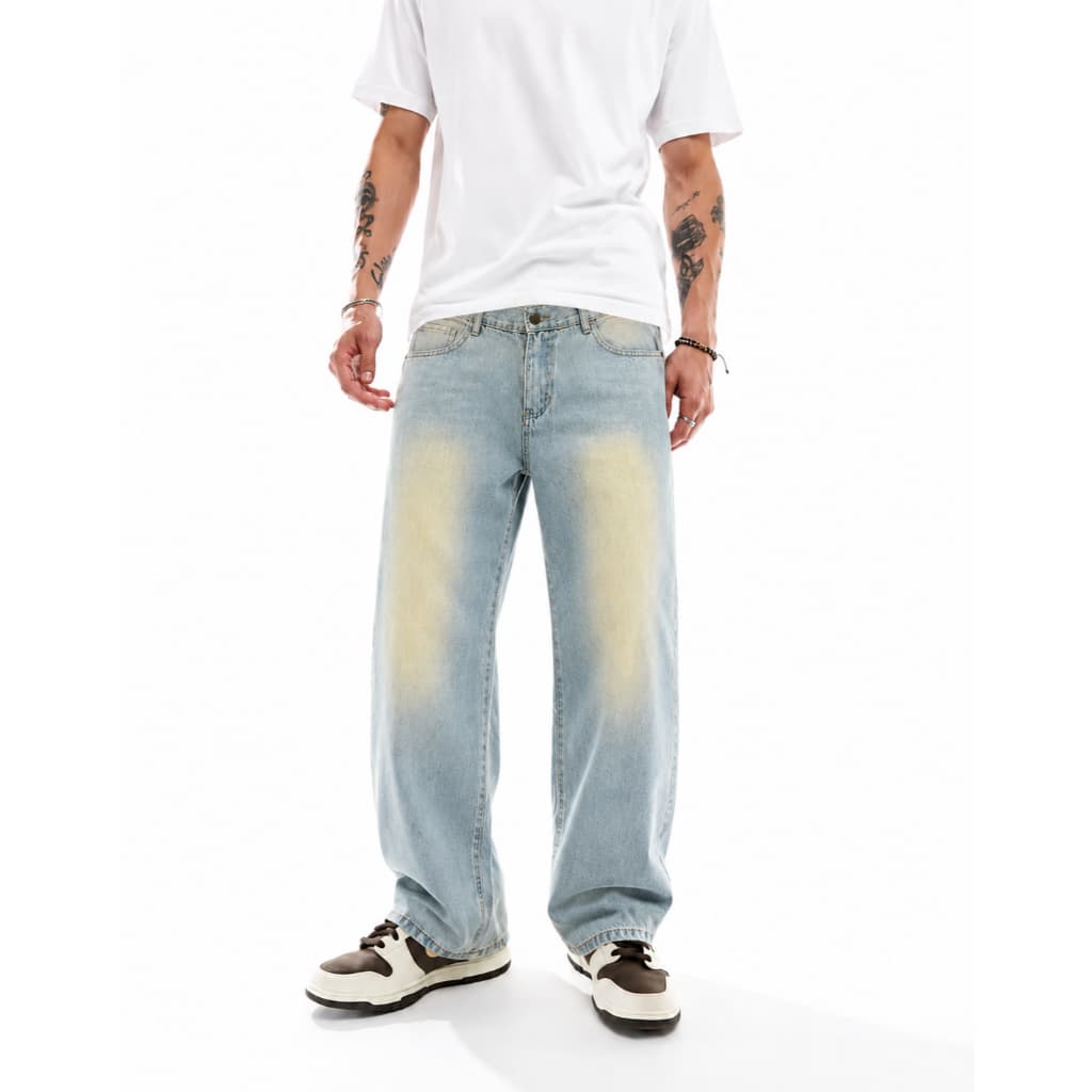 Calça Jeans, Calça Balão Masculina, Calça Oversized Estilo Streetwear, lavagem sujinho (dirty), vintage