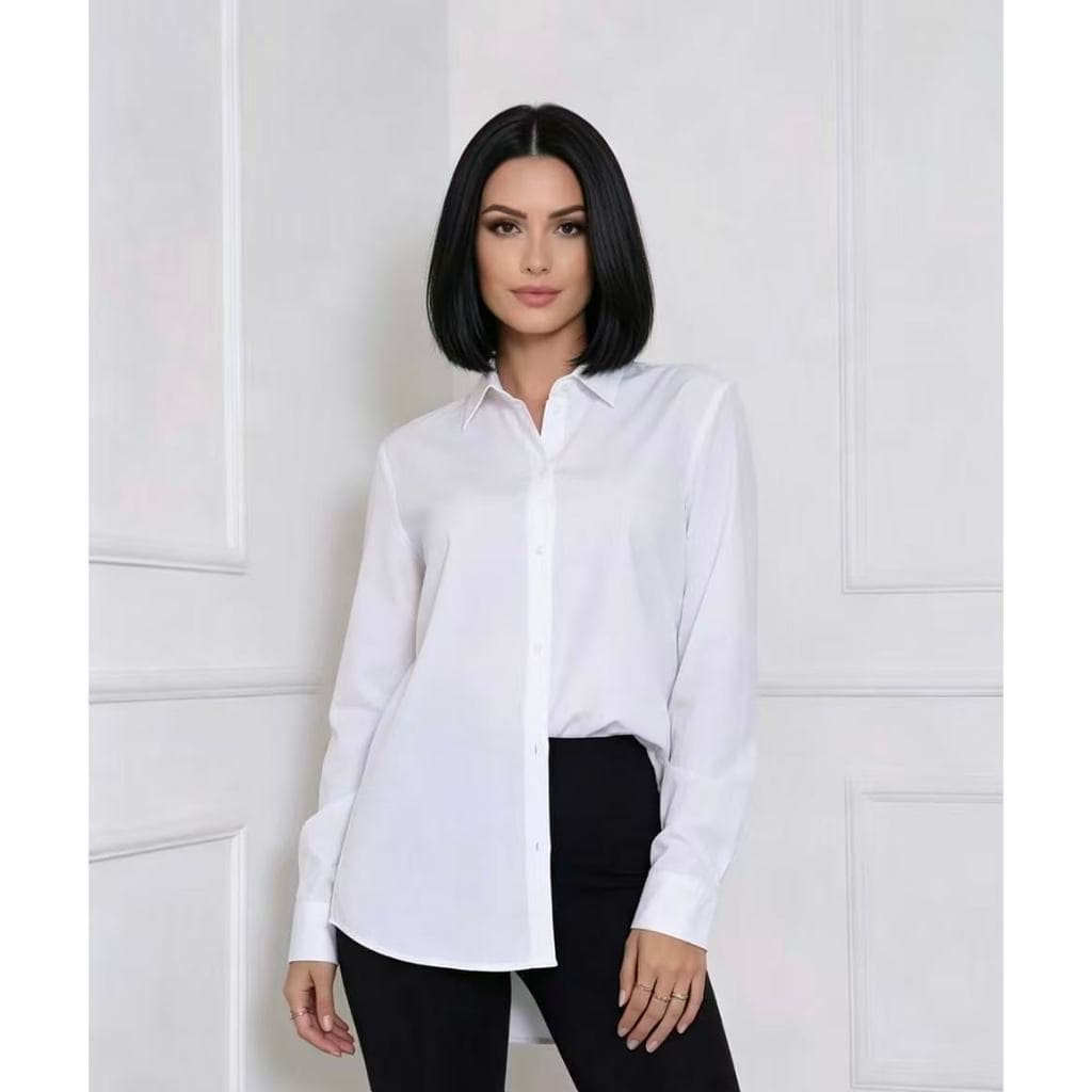 Chemise Social tactel lisa moda blogueira Manga Longa