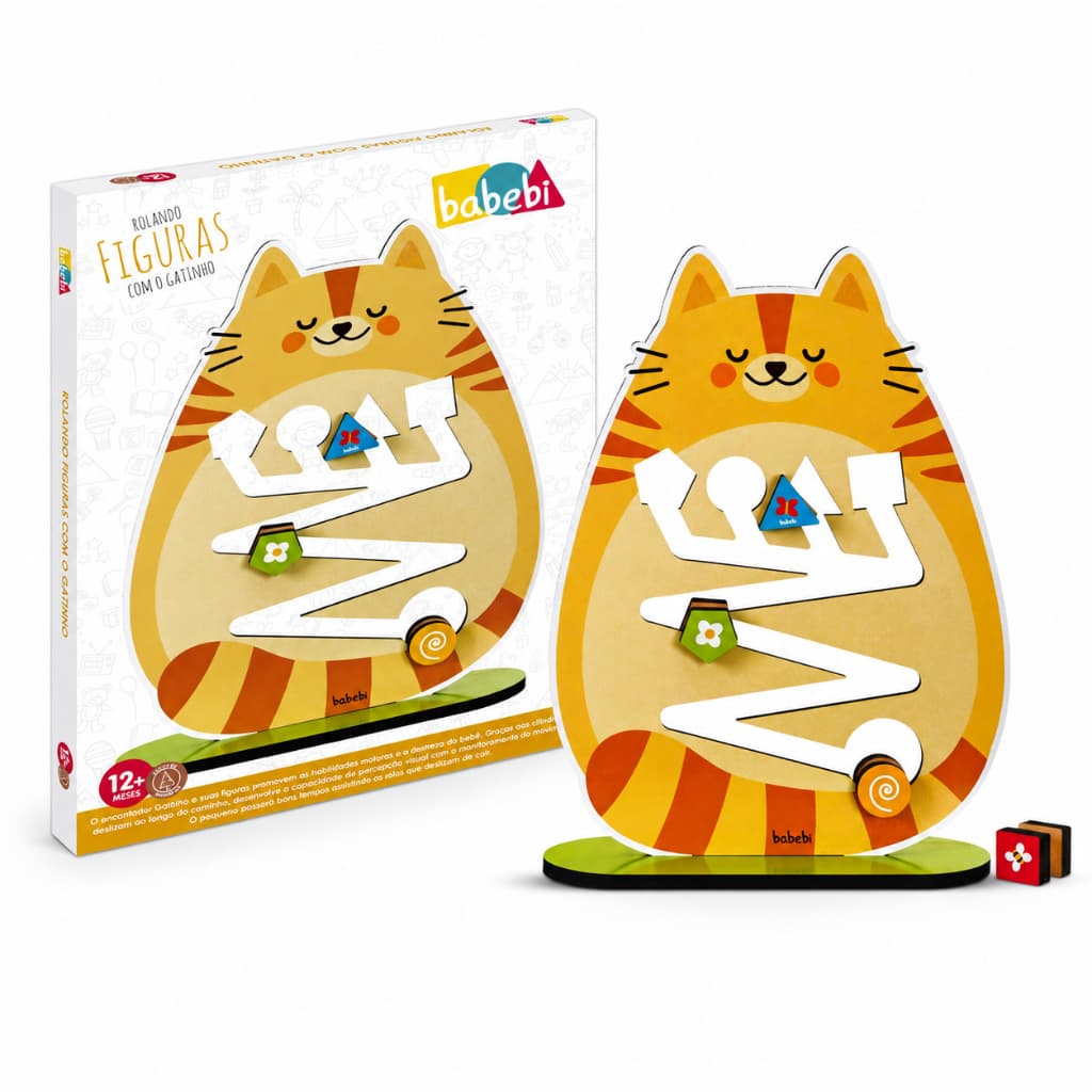 Brinquedo Infantil Rolando Figuras Com o Gatinho Lúdico Educativo Estimula a Coordenação Imaginação