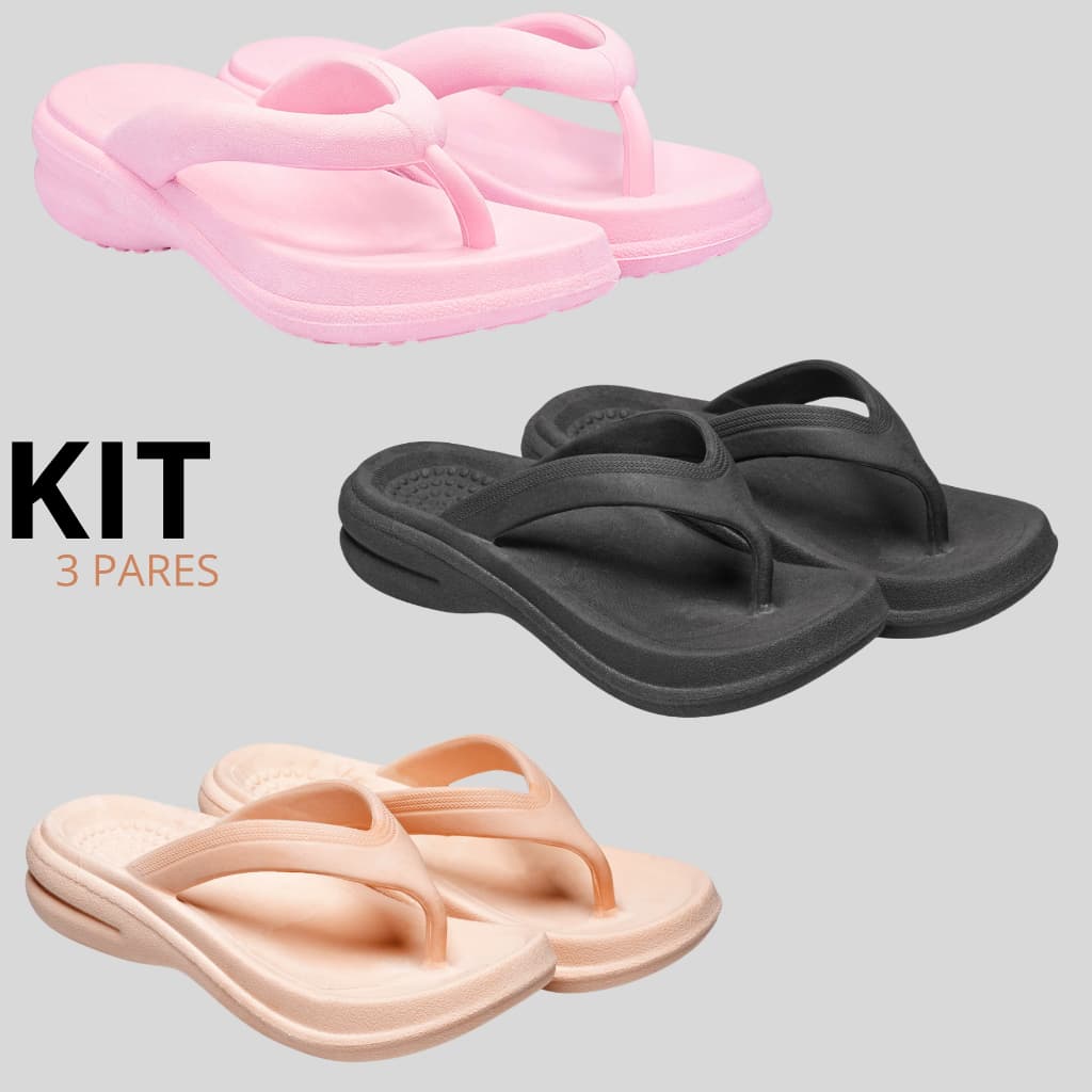 Combo 1 2 e 3 Pares Tamanco Feminino Nuvem Macio