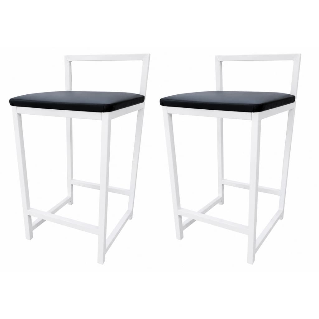 Kit 2 Banqueta Baixa Branca Com Encosto Quadrada Estilo Industrial Cozinha Balcão Bar