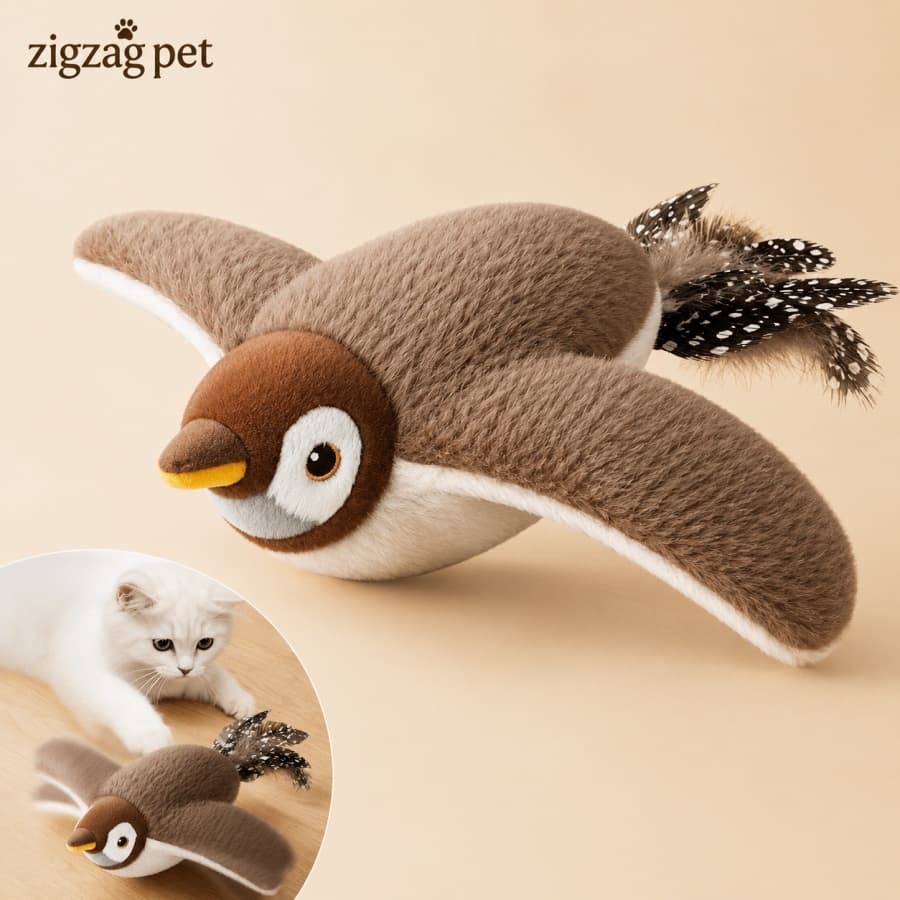 Brinquedo Interativo para Gato Pássaro com Som e Movimento USB Recarregável Antiestresse