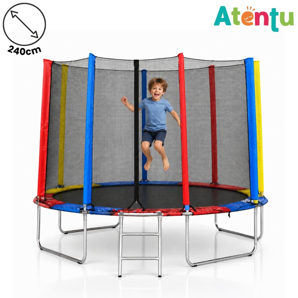 Cama Elástica Trampolim Pula Pula Infantil 2,4m Grande Diversão Garantida com Escada Rede Proteção