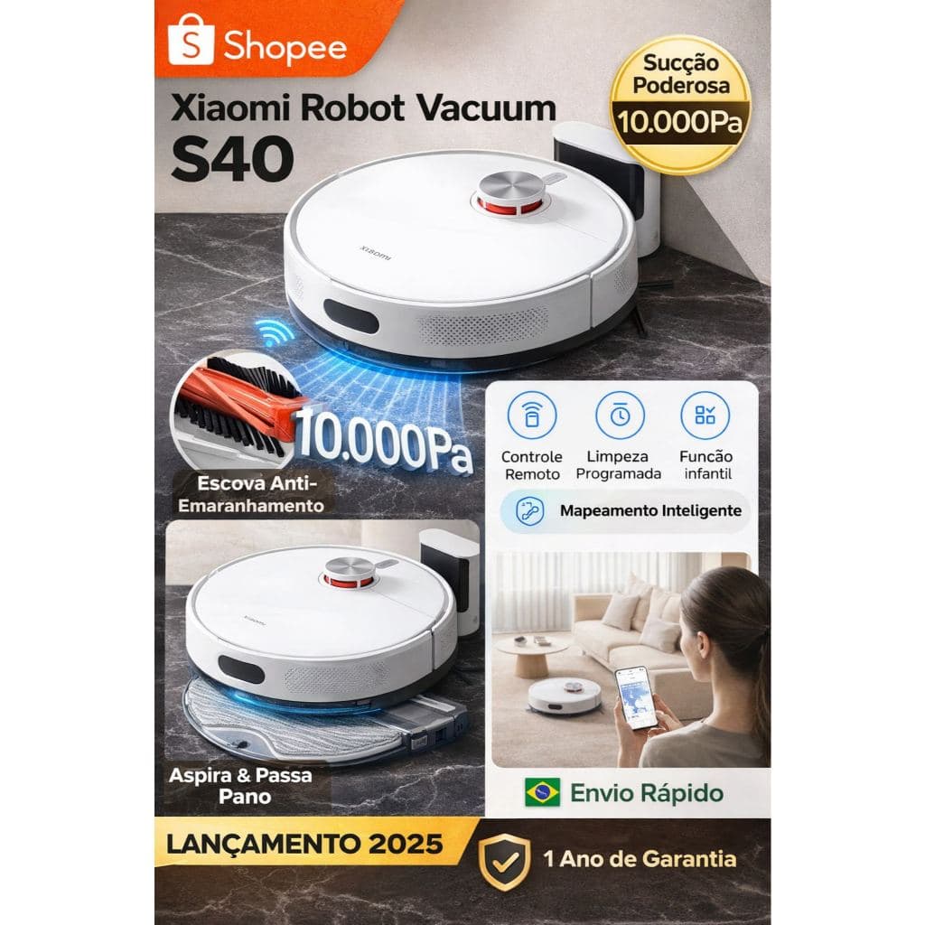 Robô Aspirador e Passa Pano inteligente S40