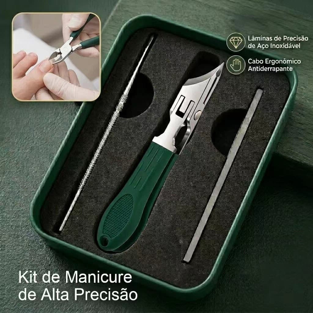 3 - Peça Alicate de Unha Kit - Curvo Inoxidável, Mãos e Pés, Cutícula Remover, Anti - Espirro