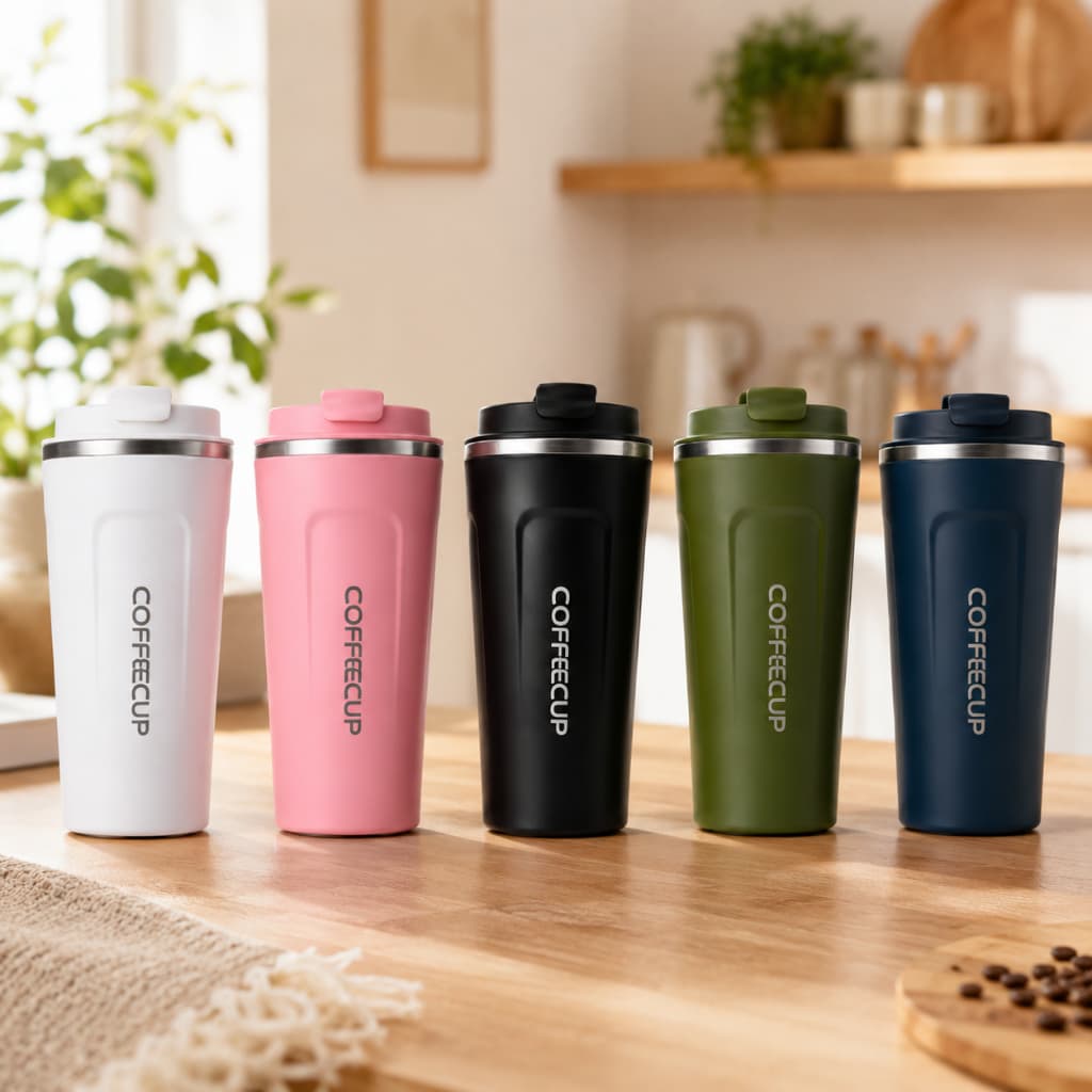 Copo Térmico Inox 304 Garrafa com Tampa para  Café Chá Antiderrapante 510ML Isolamento Térmico Reutilizável