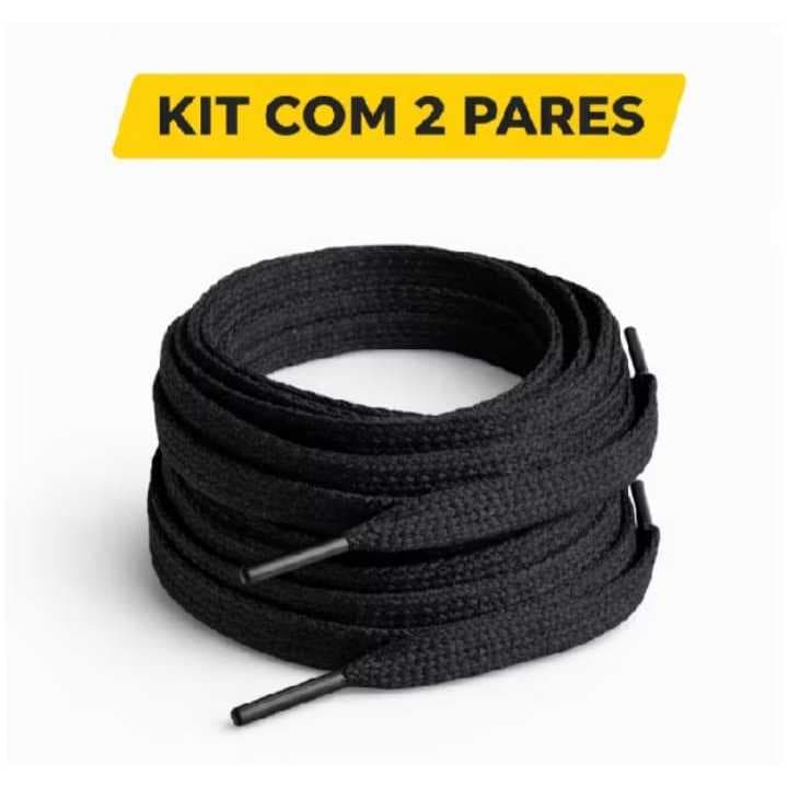 Kit 2 Pares de Cadarço Branco e Preto para Tênis Kit com 2 Pares Reforçado Resistente