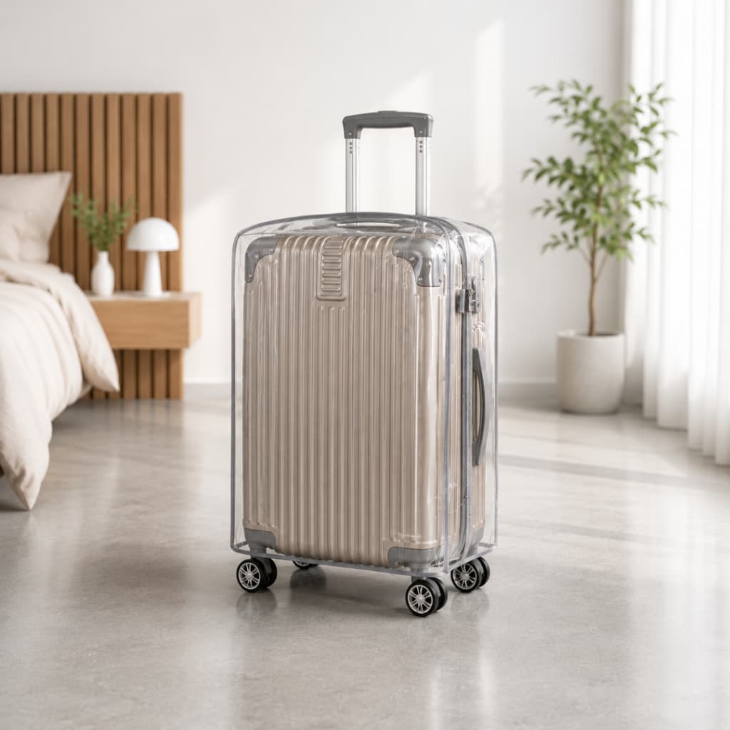 Capa Protetora Para Mala De Viagem P Transparente PVC Cristal Grosso Protege Arranhão Risco Água