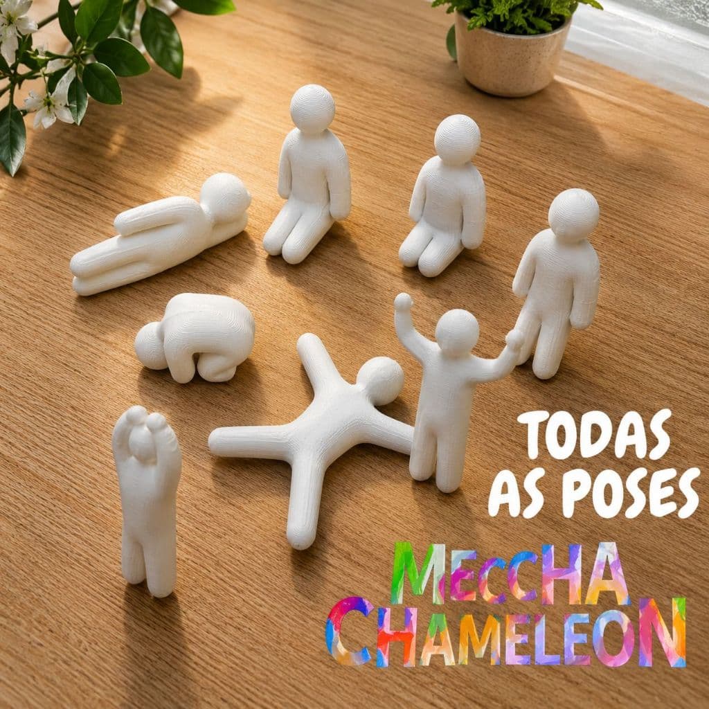 Meccha Chameleon 8 Bonecos Varias Cores Brinquedo Camaleão Crianças Todas Poses - Zoar Amigos