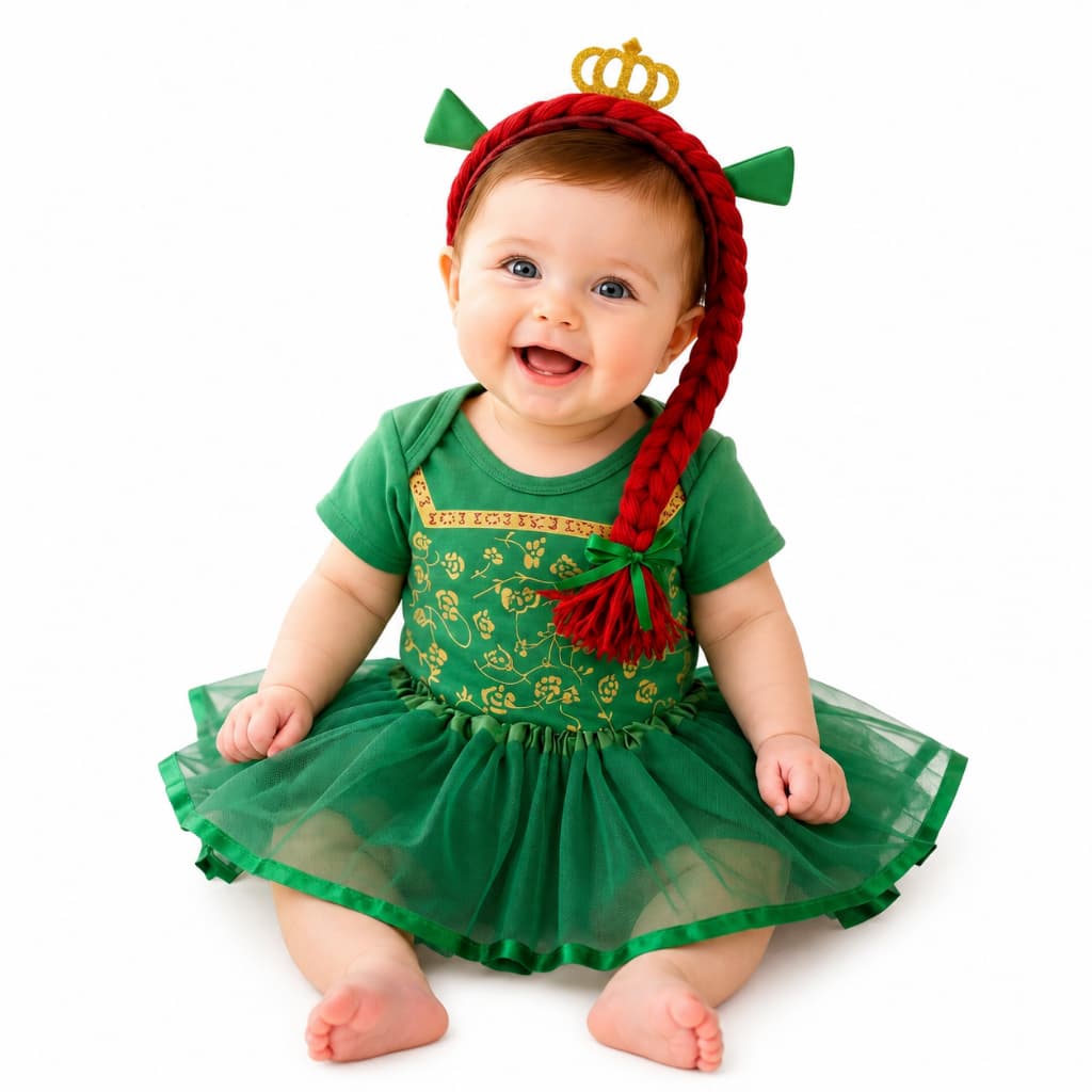 Body Bebê Princesa Fiona Menina Fantasia Roupa Infantil Temático