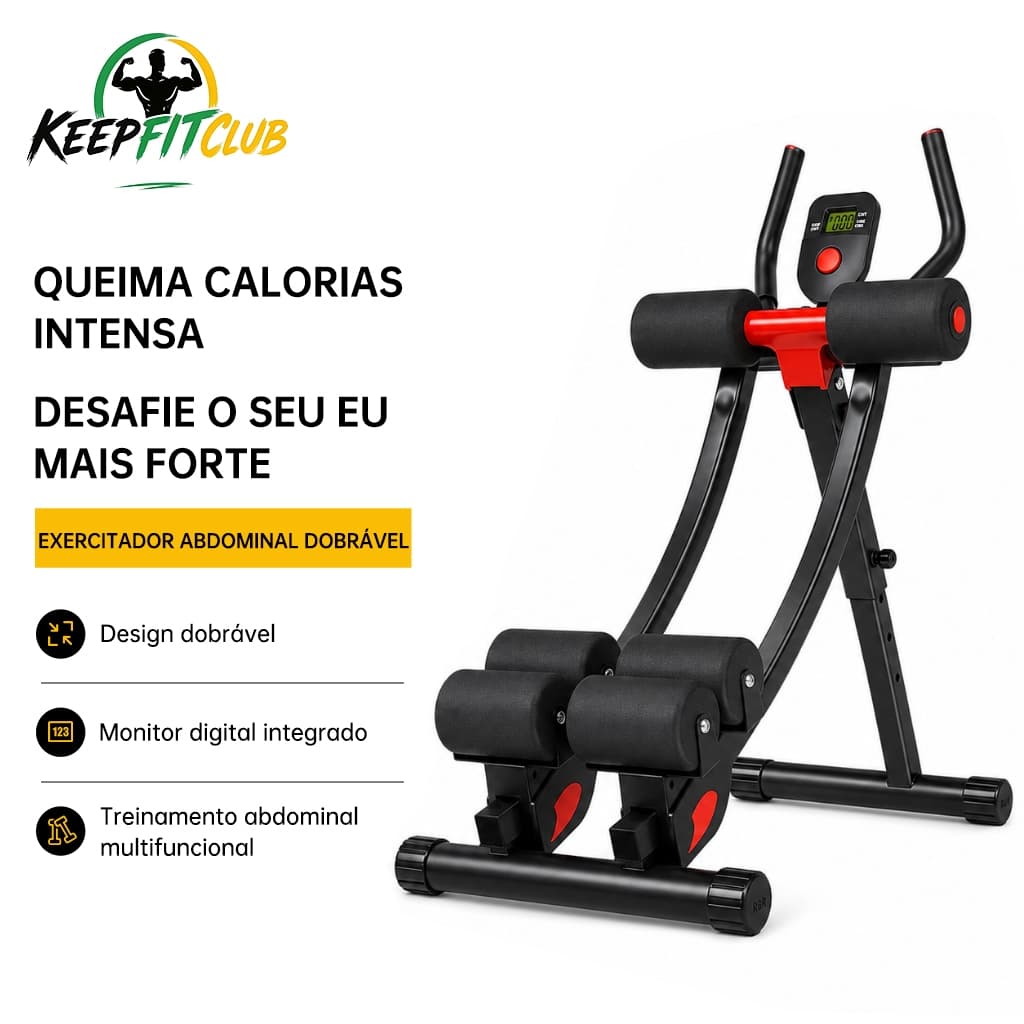 Keepfitclub Aparelho Abdominal Dobrável com Visor Inteligente Integrado – Treino em Casa