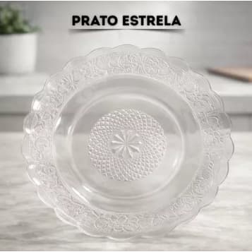 kIT Prato Fundo De Vidro Egípcio 22cm Transparente Resistente