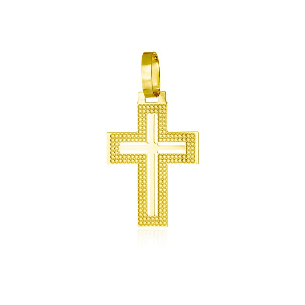 Pingente Cruz Ouro 18k Masculina Trabalhada