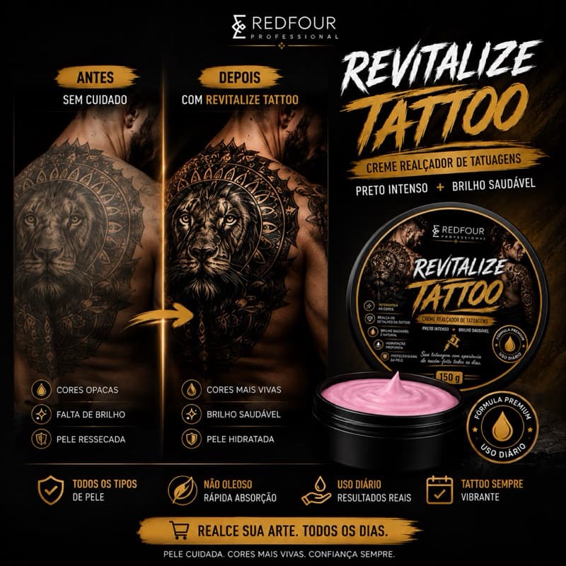 Creme Revitalize Tattoo 150g | Hidratante para Pele Tatuada | Realce da Aparência das Tatuagen