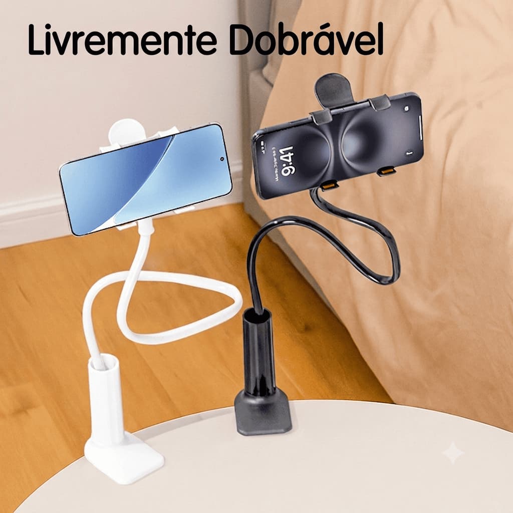 Suporte Celular Articulado Flexível 360° Ajustável Mesa Cabeceira com Garra