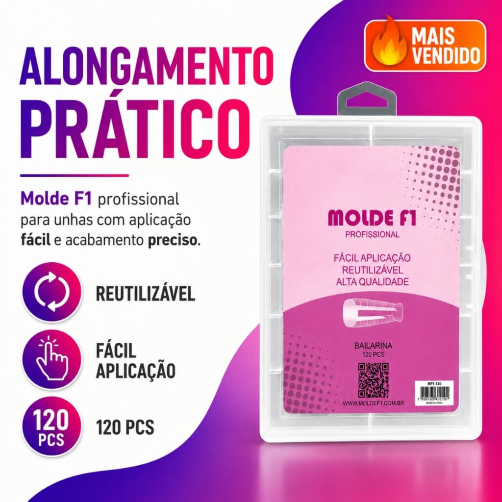 Unha Postiça Bailarina D&Z 120 Unidades ABS Profissional Kit Gel Acrigel Porcelana