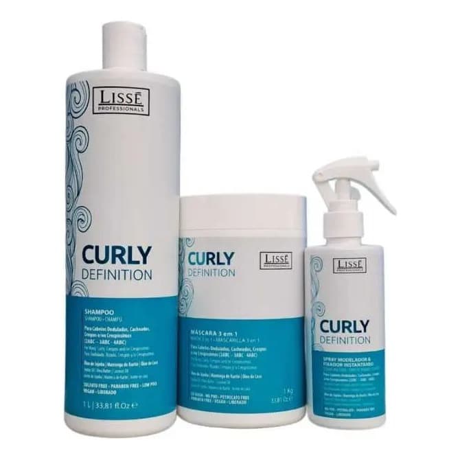 Lissé - Kit Cachos Curly Definition (Shampoo 1L + Máscara 3x1 de 1Kg + Spray Modelador 250mL)