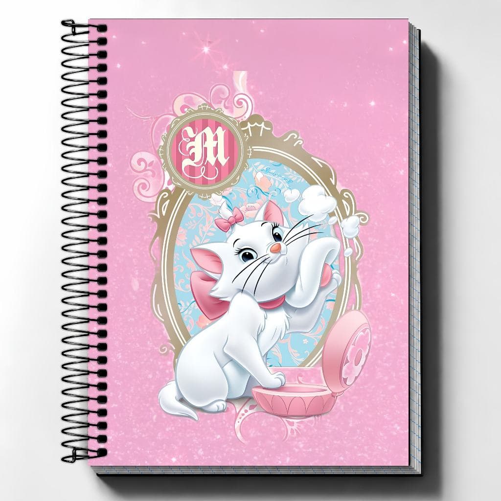 Caderno Personalizado gata marie  – nostalgia Capa Dura Universitário Escolar, 01 ate 20 materias