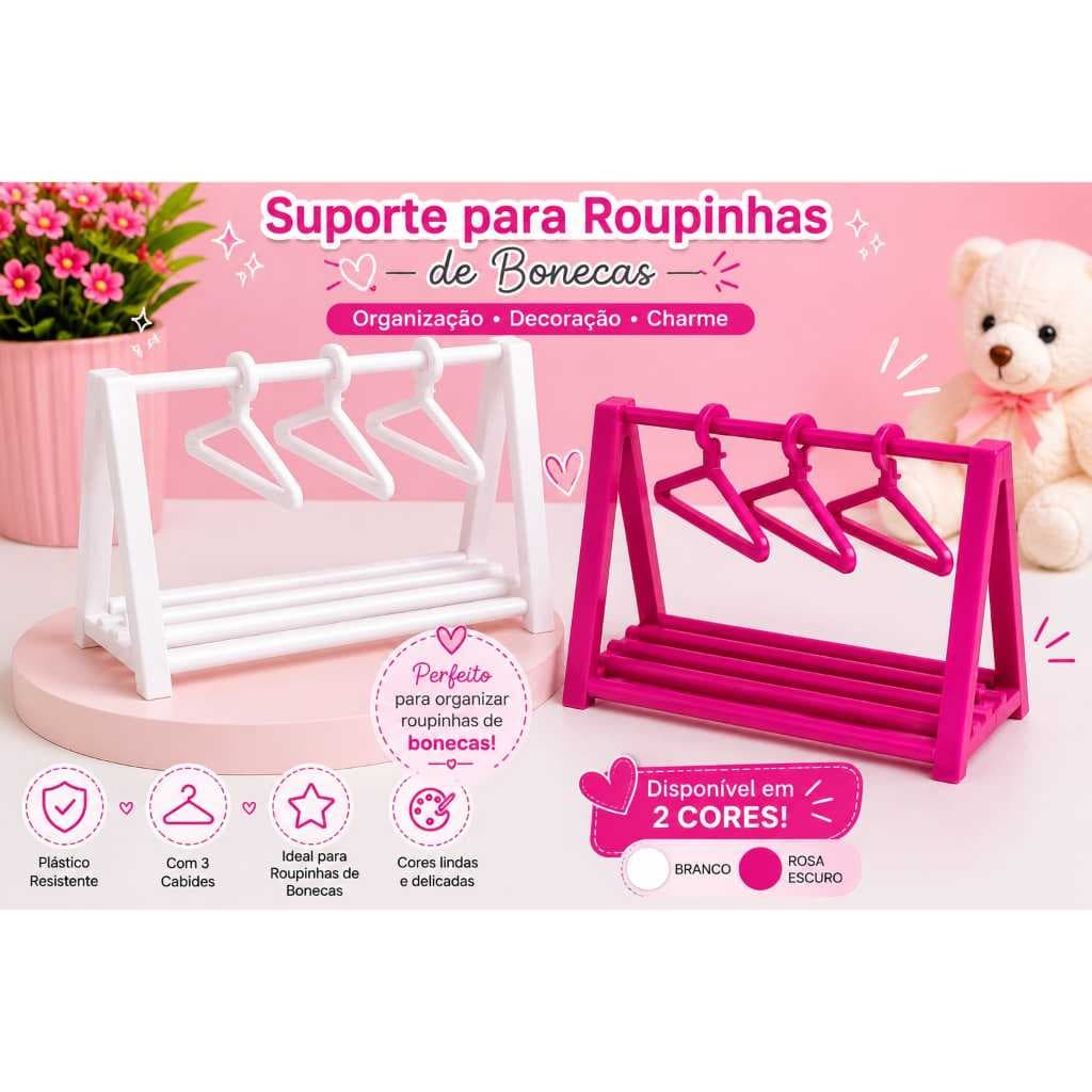 Arara para Roupinha Roupas de Bonecas Com Cabides