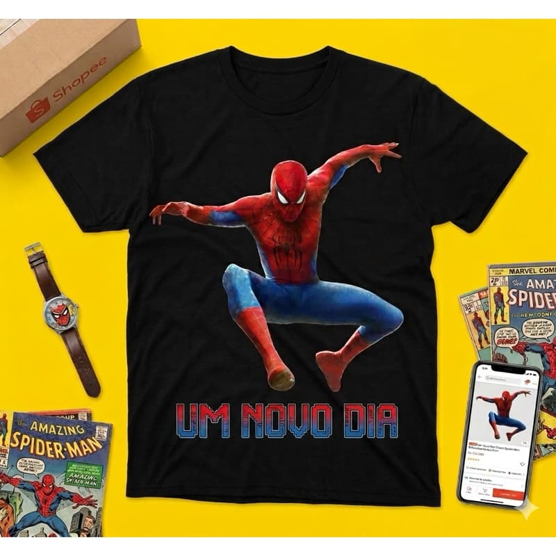 Camiseta preta homem aranha um novo dia Brand New Day linha 100% algodão qualidade premium envio imediato