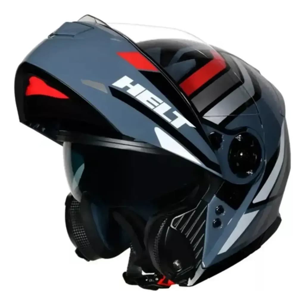 Capacete Escamoteável Cinza Helt Hippo Glass Hunter 56 Articulado Brilhante