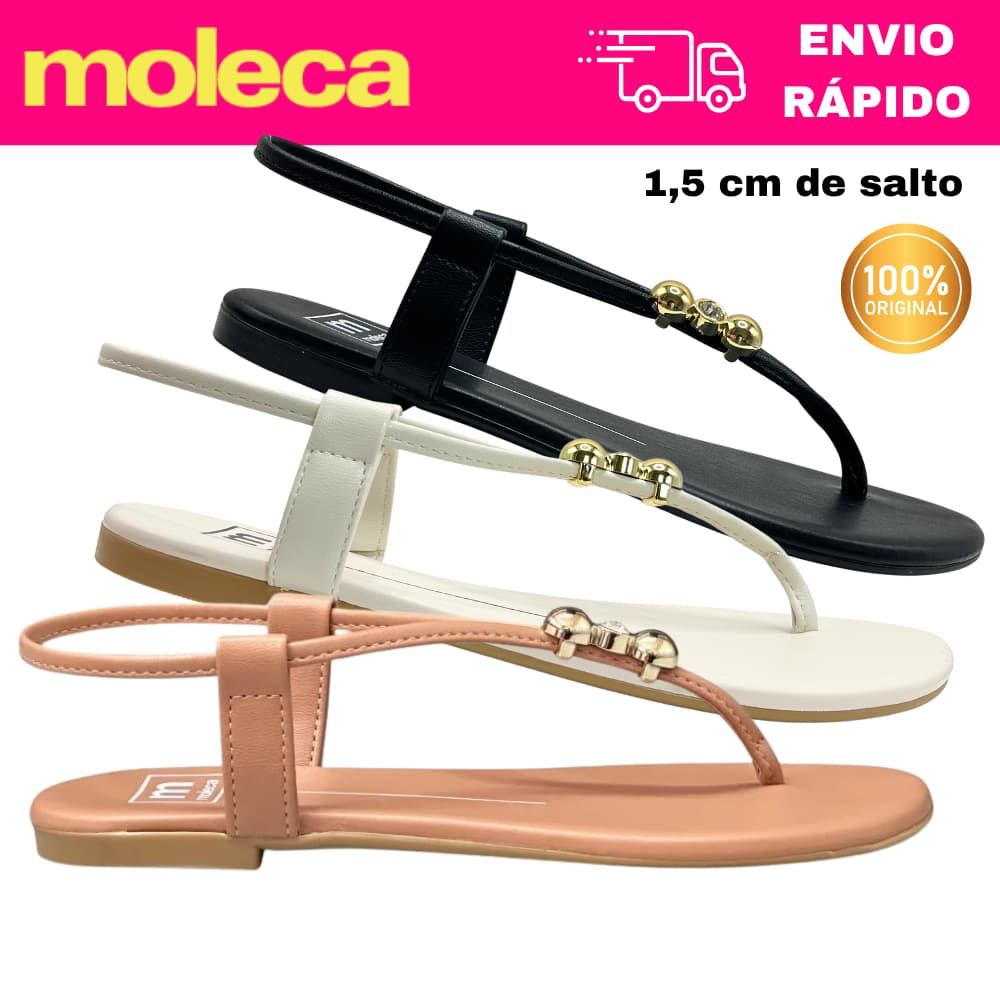 Sandália Rasteira Moleca 5557.101 1,5cm Feminina com Design Elegante e Conforto Prolongado