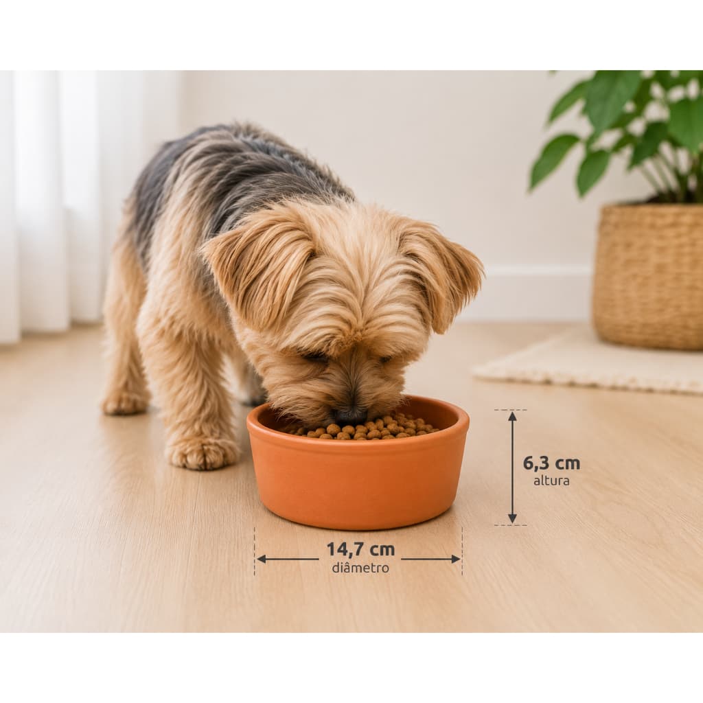 Comedouro e Bebedouro Pet de Cerâmica de Barro 14,7cm para Gatos e Cães de Pequeno Porte - nº 0